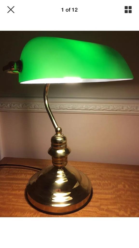 bankers lamp green glass shade